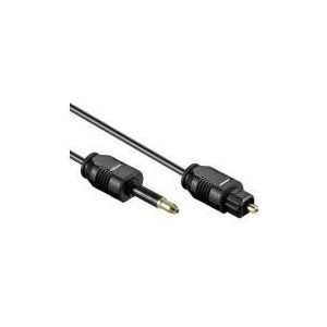 Optische audiokabel/LWL lichtgolfgeleiderkabel - 2 m - Toslink stekker op 3,5 mm mini stekker, Ø 2,2 mm - ZWART