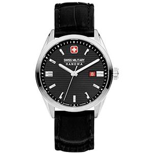 Swiss Military SMWGB2200104 Analoog kwartshorloge voor heren, met leren armband, zwart, Riemen.