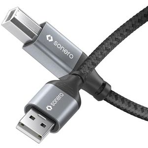 Sonero® USB 2.0-kabel, aansluitkabel, printerkabel, A-stekker naar B-stekker, 480 MB/s, space grey/zwart, 3,00 m