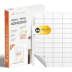 A4-vellen met witte stickers, maak je gepersonaliseerde stickers voor elk oppervlak, A4-papier, veilige lijm, stickers om te bedrukken - gastronomie (44 per vel, 25 uur)