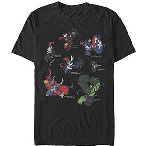 Marvel - Venomized Heros Unisex Crew neck T-Shirt Black XL