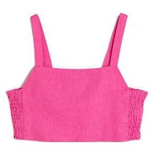Koton Meisjes Crop Linen Back Cut Out Gimped Detail Blouse, roze (286), 11-12 Jaar