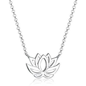 Elli Halsketting dames hanger lotusbloem in 925 sterling zilver, 45 EU, Facetgeslepen