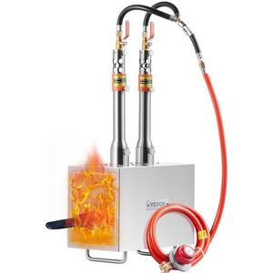 VEVOR Draagbare propaan smeden, 2 branders, 1427 ℃ propaan smeltoven voor gereedschap en messen productie, vierkante roestvrijstalen gassmeedgereedschappen en apparatuur