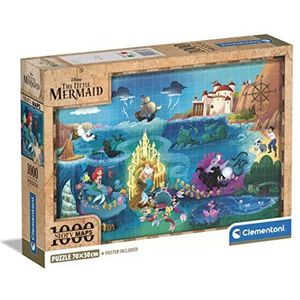 Clementoni The Little Mermaid-1000 puzzel voor volwassenen, gemaakt in Italië, meerkleurig, 39783