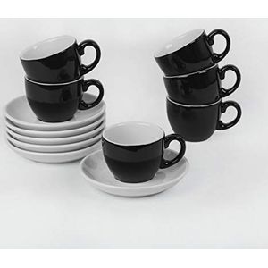Holst Porzellan PA 150 O S FA2 Espressokopjes Set 12-delig ""Palermo"" black & white, wit/zwart, 12 x 12 x 6,5 cm, zwart/wit