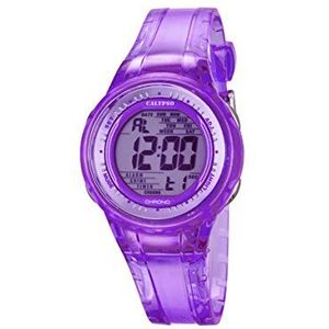 Calypso Vrouwen digitaal horloge met paarse wijzerplaat digitale display en paarse plastic band K5688/3, Paars/Paars, Riem