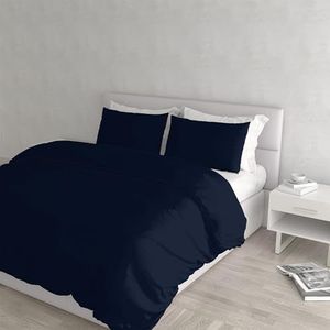 Italian Bed Linen Elegant dekbedovertrek, donkerblauw, voor tweepersoonsbed