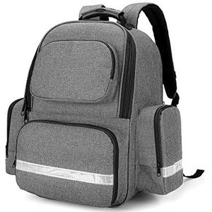 Trunab Eerstehulpzak Traumarugzak leeg, Medische noodsituatiesets Opslag Jump Bag Pack voor EMT, EMS, politie, brandweerlieden, veiligheidsfunctionarissen, Grijs