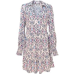 Replay Dames W9036A jurk, 010 natuurlijk wit/roze/blauw/azuur, XL, 010 Natural White/Pink/Blue/Azuur, XL