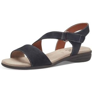Jana Softline 8-28167-42 805 Damessandalen, marineblauw, comfortabele extra brede alledaagse schoen, feestelijk, elegant, platte sandalen, 36 EU breed, Donkerblauw, 36 EU Breed