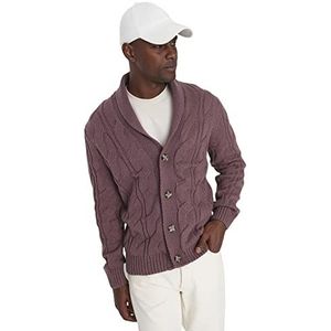 Trendyol Man Plus Size Slim Standaard Revers Kraag Gebreide Vest Roze, roze, XL