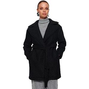 Trendyol FeMan Oversize Double-breasted geweven jas, Zwart, 40, Zwart, 38
