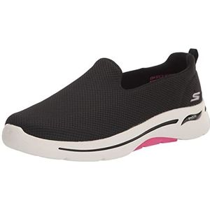 Skechers Go Walk Arch Fit Grateful Sneakers voor dames, zwart, roze, 37.5 EU Breed