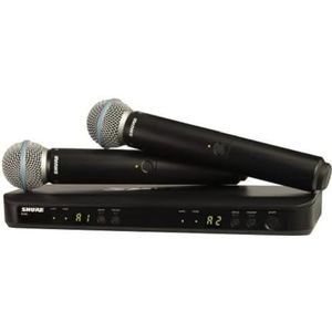 Shure BLX288/B58 Draadloos Microfoonsysteem - Perfect voor Kerk, Karaoke, Zang - 14 uur Batterijduur, 100m Bereik | Inclusief (2) BETA 58A Handheld Zangmicrofoons, Dubbele Kanaalontvanger | S8 Band