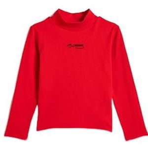 Koton Meisjes Turtle Neck Atatürk Signature Geborduurd Detail Geribbeld Katoen T-shirt, rood (413), 5-6 Jaar