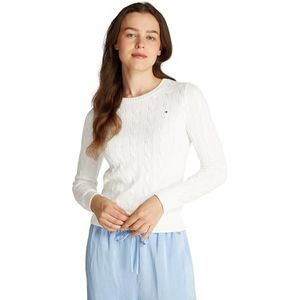 Tommy Hilfiger Dames CO Cable VAR LS C-NK SWT WW0WW45207 Trui, Wit, S, Wit (Ecru), S