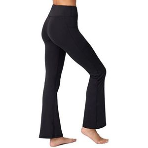 LOS OJOS Bootcut yogabroek voor dames, hoge taille, workout, bootlegging, yogalegging met buikcontrole, zwart, S