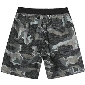 Little Hand Heren Beach Boxershorts voor heren, zwemshorts, strandshorts voor heren, sneldrogend, zwemsokken, strandmode met zak, Camouflage grijs, XL