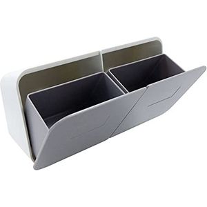 Wattenstaafjesdispenser - Witgrijs - Multifunctionele Opslag - Wandopslag met Klapdeksel