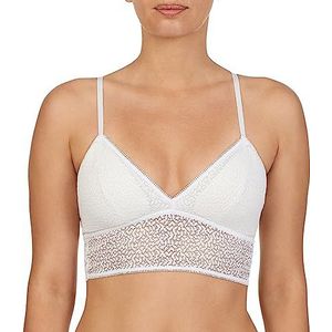 DKNY Women's Modern Lace Racerback Longline Bralette, poplin White, Large