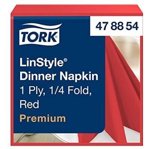 Tork LinStyle® Dinnerservet Rood, 1/4-vouw 1-laags, 39 x 39 cm, 12 x 50 servetten, 478854