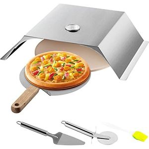 VEVOR Gasoven voor pizza, 48 x 35 x 17 cm, voor buiten van roestvrij staal en cordieriet, 13 oven, voor gaspizza, 50-300 °C tuinoven