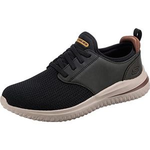 Skechers Heren Delson 3.0 Mooney Sneaker, Zwart gebreid gaas, 45.5 EU