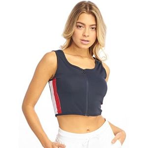 Urban Classics Dames Side Stripe Cropped Zip Top, meerkleurig (Navy/Fire Red/White 01224), S