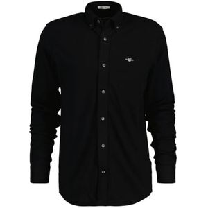 GANT Heren Reg Jersey Pique Shirt Klassiek hemd, zwart, XL