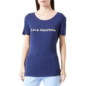 Love Moschino Dames Tight-fit Short-Sleeved T-Shirt, Dark Blue, 46, Dark Blue, 46