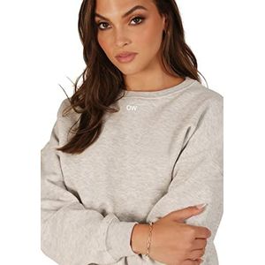 OW COLLECTION OW Crewneck Sweatshirt, voor dames, lichtgrijs, klein
