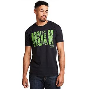 Marvel Heren Hulk Text T-shirt, Zwart, XL