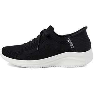 Skechers Ultra Flex 3.0 Briljant Pad dames Sneaker Low top, Zwart Gebreid Wit Trim, 38.5 EU