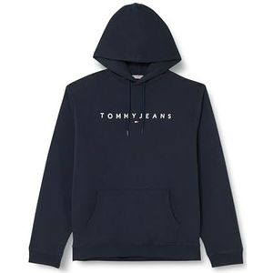 Tommy Jeans Heren TJM Reg Linear Logo Hoodie Ext Hoodies, Blauw, 3XL, Dark Night Navy, 3XL grote maten tall