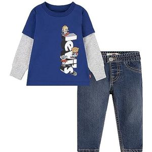 Levi's Baby jongens Lvb 2fer Skater Denim Set 6ej099, Sodalite Blauw, 6 Months