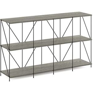 Furinno Besi 4 x 2 industriële multifunctionele plank display rack met metalen frame, Finn Oak