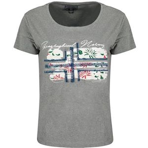 Geographical Norway Jepson Lady T-shirt met V-hals, modieus, regular fit, kleding met korte mouwen, lente, zomer, herfst, winter (lichtgrijs S), Lichtgrijs, S