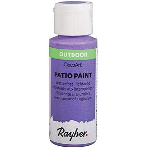 Rayher 38610314 Patio Paint, paars, fles 59 ml, weerbestendige acrylverf voor buiten, lichtecht, kleur voor binnen en buiten, outdoor verf