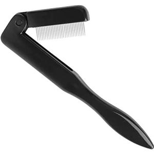 Redodo Opvouwbare wimperkam, 8,5 cm wenkbrauwkam, roestvrijstalen wenkbrauwkam, wimperscheider, make-up wenkbrauwverzorgingsgereedschap voor mannen en vrouwen (zwart)