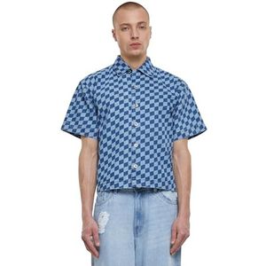 Urban Classics Heren Laser Check Printed Boxy Shirt Shirt, bluelasercheck, S
