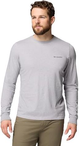 Columbia CSC Seasonal Logo LS Tee voor heren, avontuurlijk katoen, flexibel comfort, stevige kraag, duurzame manchetten