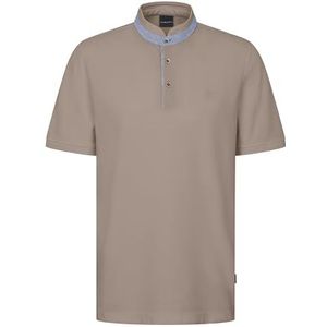 bugatti Poloshirt voor heren, opstaande kraag, basic korte mouwen, moderne pasvorm, 50-beige, L