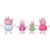 Peppa Pig F2192 Peppa’s avonturen Peppa’s familie gaat naar bed, 4-delige set met figuren in pyjama, vanaf 3 jaar,Multi-kleuren