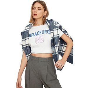 Trendyol Vrouwen Regular Standard Crew Neck Geweven T-shirt, Kleur: wit, S