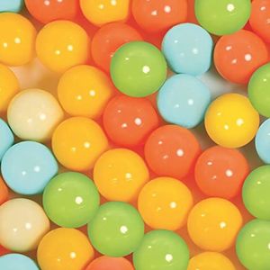 LUDI - 60 stuks uniseks ballen ��– geel, oranje, groen, blauw – speelballen om te werpen, rollen en voor ballenzwembad – 7 cm, zachte kunststof – vanaf 6 maanden