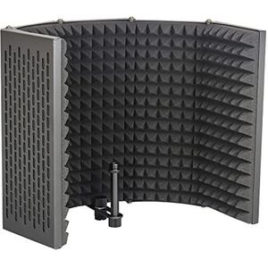 Pyle Microfoon Isolatie Shield, 5 Paneel Akoestische Vocale Geluid Demping Noise Absorb Record Studio, 1.6 ""Schuim, Aanpassen Mic Diepte, Verwijderbare Shock Mount, 1 Set