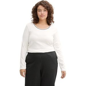 TOM TAILOR Plussize T-shirt met lange mouwen voor dames, 10315 - Whisper White, 44 NL