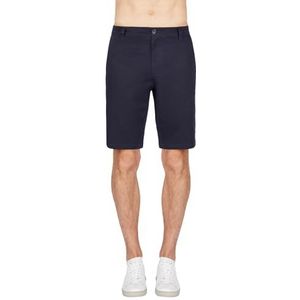 Armani Exchange Herenshorts van massief stretch keperstof bermuda, Diepe marineblauw., 28