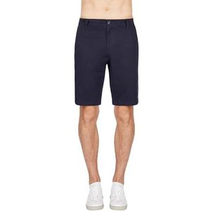 Armani Exchange Herenshorts van massief stretch keperstof bermuda, Diepe marineblauw., 29